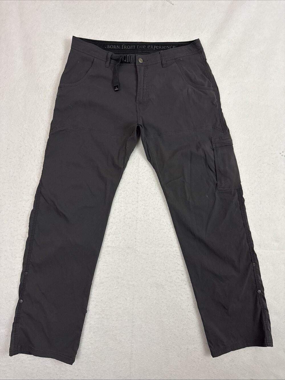 Prana Zion Pants Mens 36x32 Gray Stretch Hiking Cargo Roll Up Outdoor Gorpcore